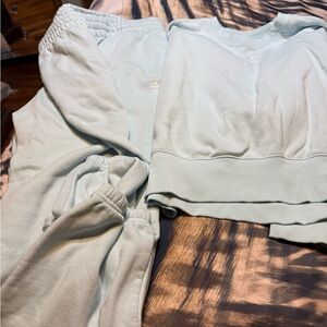 Adidas soft blue top with matching pant set